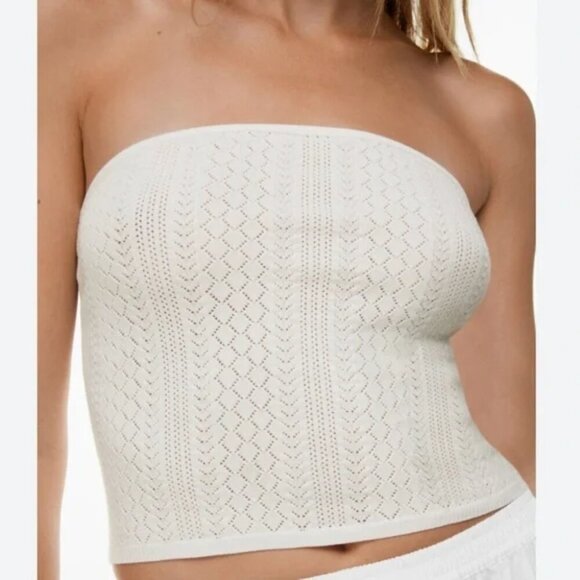 Aritzia Little Moon SET Balmy + Rico Tube Top/High Rise Knit Midi Skirt Birch - Picture 3 of 11